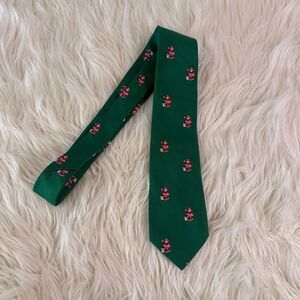 Michele Green Tie with Red Santa Accents
